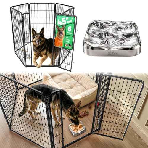 Homeplus Indoor Dog Playpen with Lick Mat (Black / 45"H)