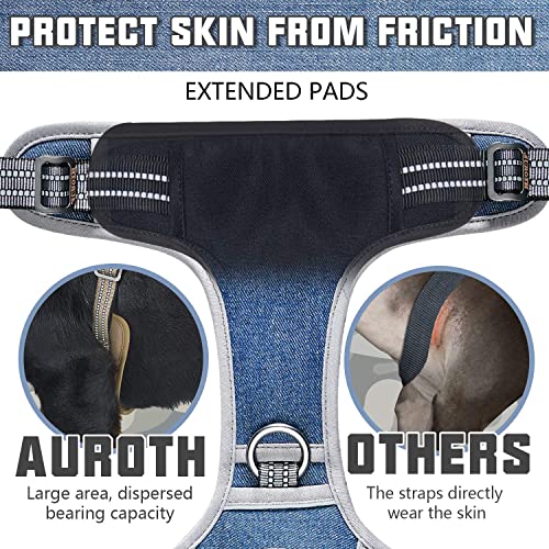 Tactical Dog Harness for Large Dogs (Denim Blue / XL(Neck:20-31",Chest:26-42"),75-135 lbs)