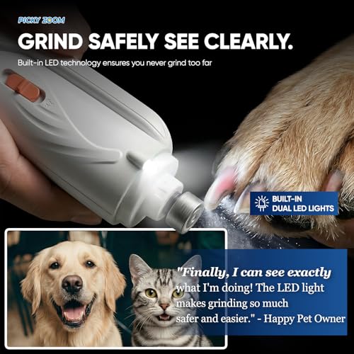 2-in-1 Dog & Cat Nail Clippers and Grinder with LED Light (White)