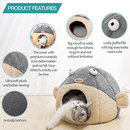 Cat Beds for Indoor Cats (M 14.6'' / Grey)