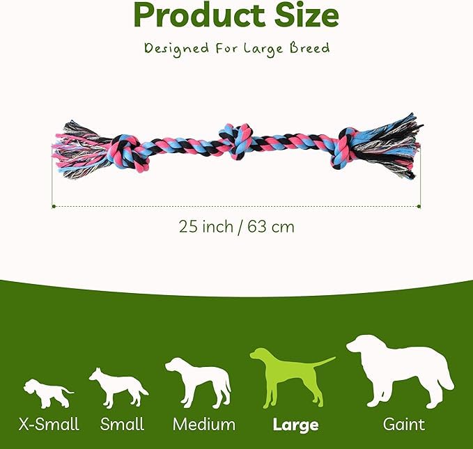 Dog Rope Toy for Large Dogs Heavy Duty Dog Chew Toys for Aggressive Chewers (1 Pack-Large / Large)