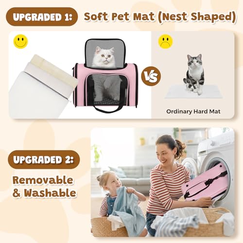 Cat Carrier Soft Up to 16 Lbs (17.0"L x 11.0"W x 11.0"H / Pink)