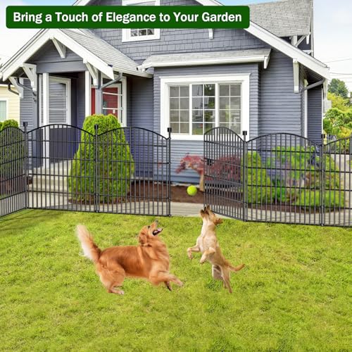 5 Panel No Dig Decorative Garden Fence with Gate 32" H x 11.8'L Dog Barrier (32 in(H) X 11.8 ft(L))