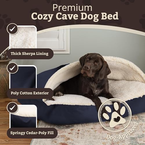 Rectangle Cozy Cave Dog Bed (Navy / Small)