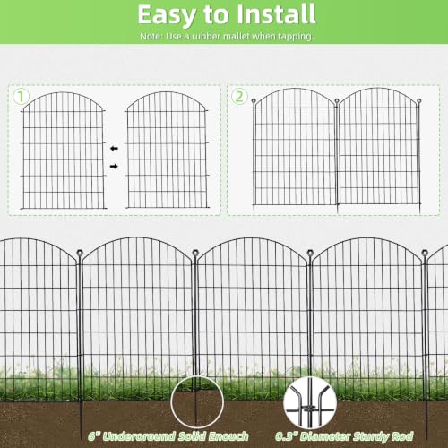 Decorative Garden Fence (Black / 40 in(H))