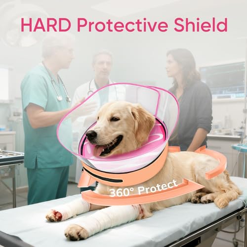 Raised Inflatable Dog Cone After Surgery (DonutPink / M(Neck 9"-13"))