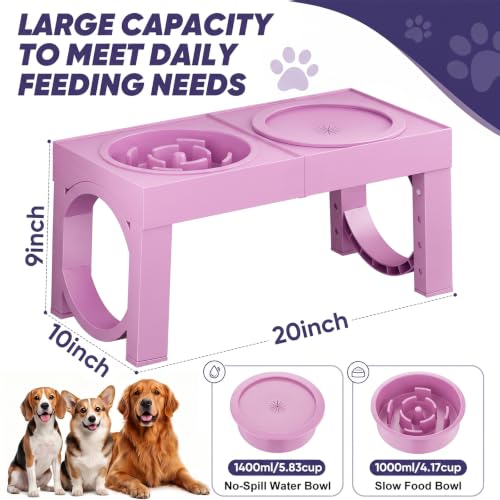 Elevated Dog Bowls Large Breed Raised Dogs Bowl Stand Large (C-Pink)