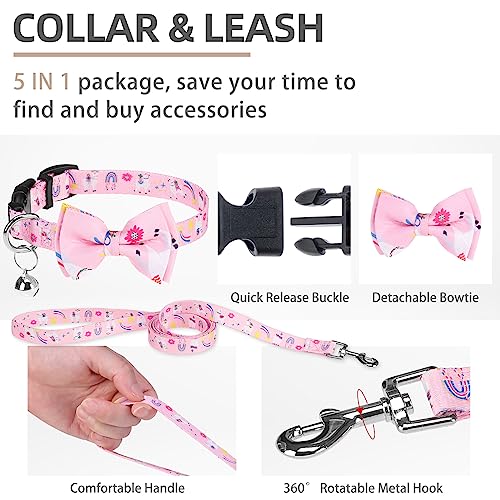 Dog Harness Collar and Leash Set No Pull for Small Medium Sized (Light Pink(Alpaca) / XS (CHEST 13"-14.5"))
