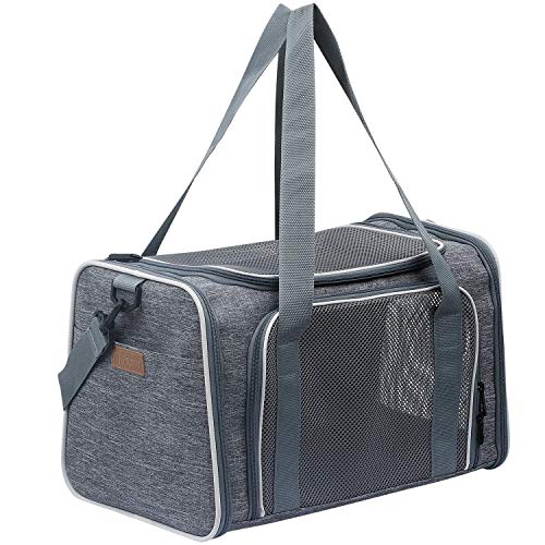 Cat Carrier Portable Foldable Dog Pet Carrier (17.5"L x 11.0"W x 11.0"H / Light Grey)