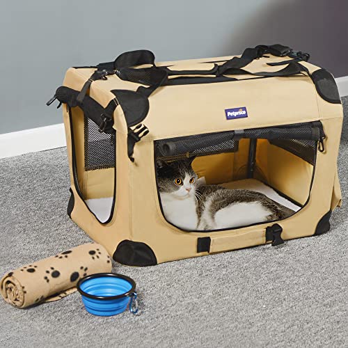 Portable Collapsible Dog Crate (Beige / 24.0"L x 17.0"W x 17.0"H)