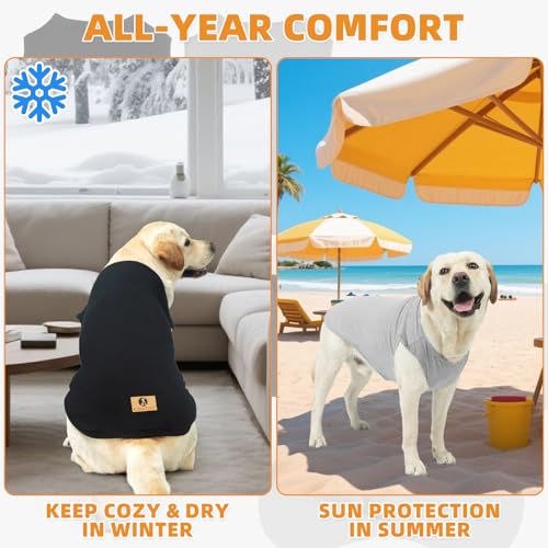 Boy Dog Clothes for Large Dogs (Black & Grey / Large(Chest 24", Back 17"))
