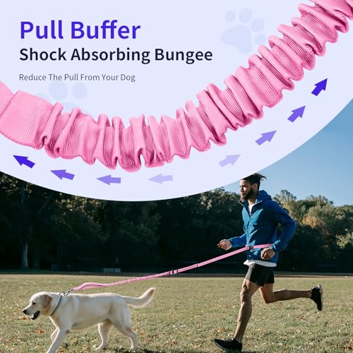 Hands Free Dog Leash by Kazazoo (PINK Bungee / M)