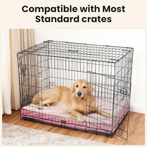 Orthopedic Waterproof Large Dog Bed (41" x 28" x 4" (For Crate) / 02-Pink)