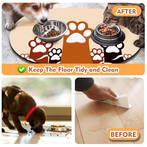 Cat Food Mat 24''x16'' (24''x16'' / Beige Paw)