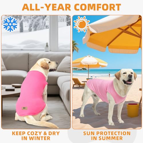 Girl Dog Clothes for Large Dogs (Pink & Rose / X-Large(Chest 26", Back 19"))