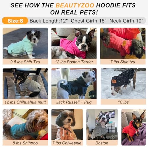 Dog Hoodies Sweater for Small Dogs (Blue / S (Back: 12",Chest: 16", Neck: 10"))