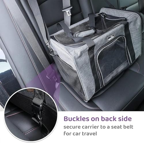 Cat Carrier Soft for Medium or Large Cats for Car Travel Camping (19.3"L x 13"W x 13"H / 1.0 Grey)