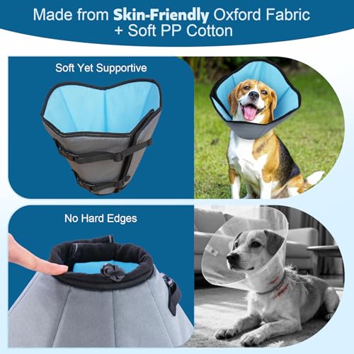 Soft Dog Cone Collar After Surgery (Blue / L(Neck:12.7"-17.4"/Depth:10.2"))