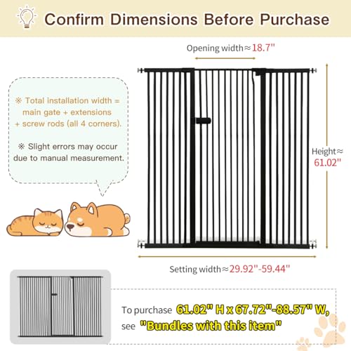 Extra Tall Cat Gate 61.02" High 29.92" (61.02" H-black / 29.92"-59.44" W)