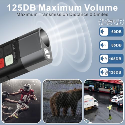 Electronic Whistle Rechargeable 125dB Loud Electric Whistle with LED Flashlight & Bear Horn (Black)