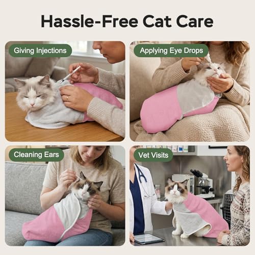 Cat Wrap for Cutting Nails (M(9-15lbs) / Pink)