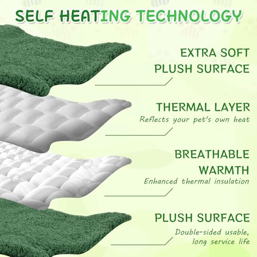 3 Pack Self Warming Pet Bed Leaf Shape Self Heating Cat Dog Mat Washable Thermal Sleeping Pad for Indoor Outdoor Hedgehog (Mixed Colors / Large-19"x29")