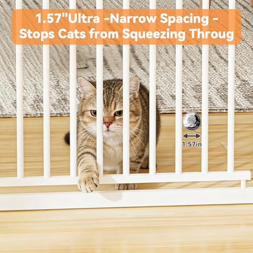 51" 87" Extra Tall Pet Gate for Cats (White / Height:51-87"/129-220cm)