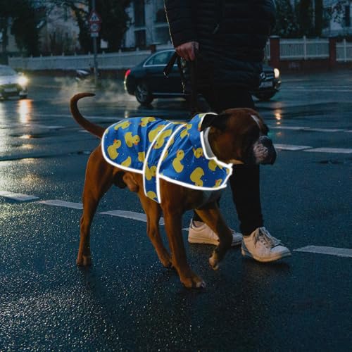 Dog Raincoat Waterproof Dog Rain Jacket with Hood (Blue Duck / XX-Large)