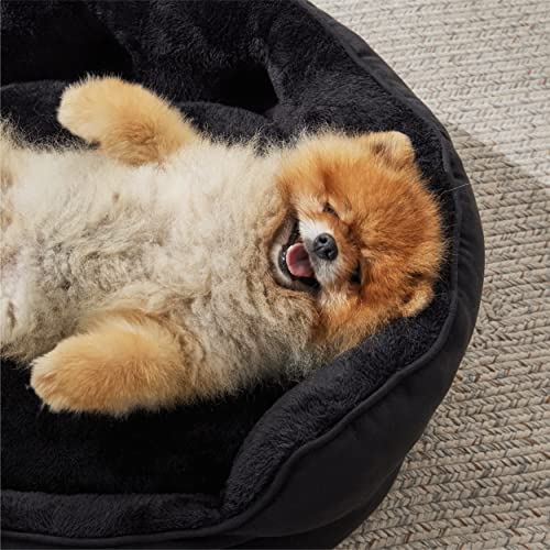 Small Dog Bed Washable (25"L x 21"W x 8"Th / Black)