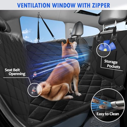 Hard Bottom Dog Car Seat Cover for Back Seat (L - For Cars/ Mid-Size SUV/ Small Truck / Carbon Black)