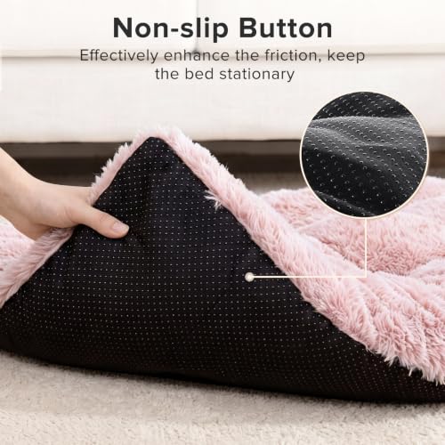 Large Dog Bed Crate Pad (47.0"L x 29.0"W x 4.0"Th / Pink)