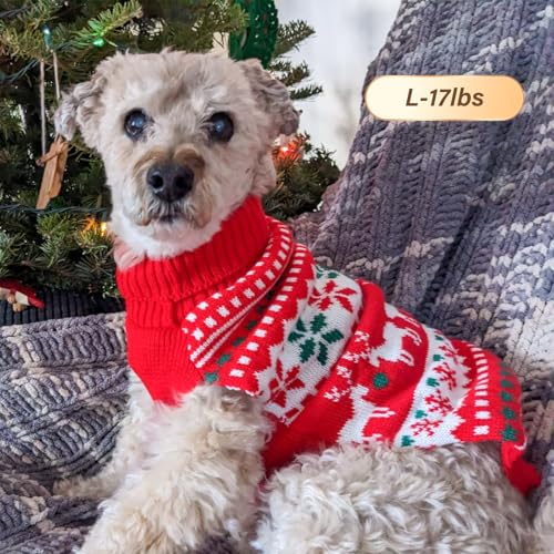 Dog Ugly Christmas Sweater for Small Dog with Red Snowflake Reindeer (Large (11-19lbs) / 1# Christmas)