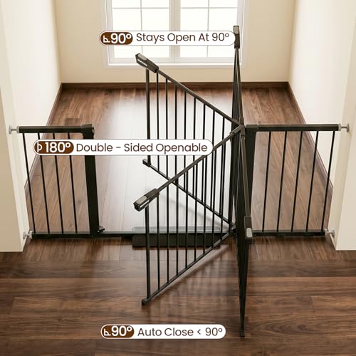 Extra Wide Baby Gate for Doorways (Black / 36-63"W x 30"H)