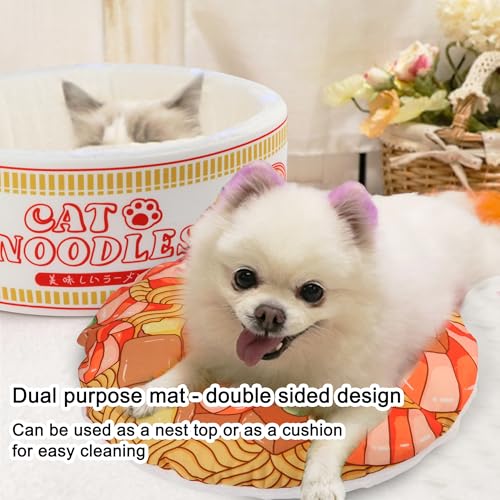 Ramen Noodle Cat Bed (15.7"L x 15.7"W x 7.9"Th / white)