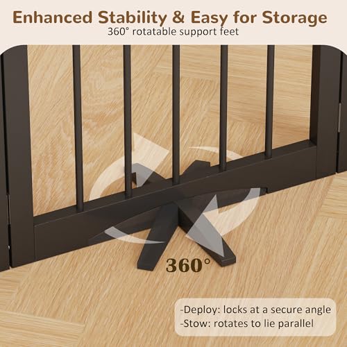 Free Standing Dog Gate Indoor (Black / 3-Panel, 24"Tall)