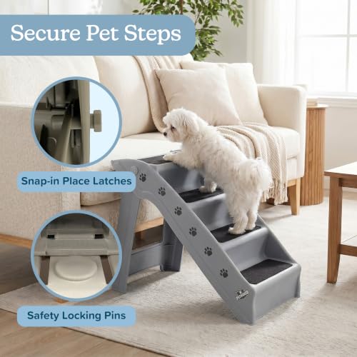 Lightweight Durable Plastic Dog Stairs (Gray)