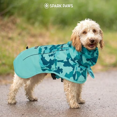Dog Raincoat Waterproof Rain Jacket w (Camo Teal / X-Large)