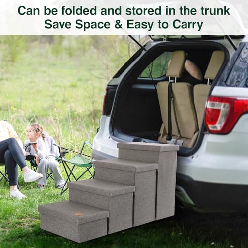 Dog Stairs for High Bed (Solid Grey / 37.4" X 17" X 21.3" H)