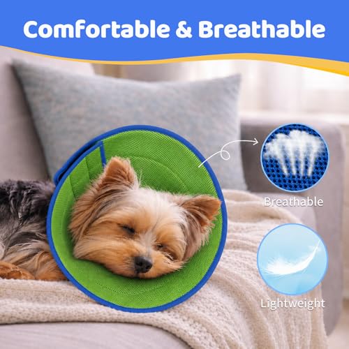 Soft Dog Cone Collar to Stop Licking After Surgery (Blue / M)