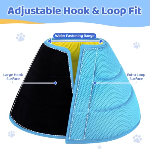 Soft Dog Cone Collar to Stop Licking After Surgery (Yellow Blue / S)