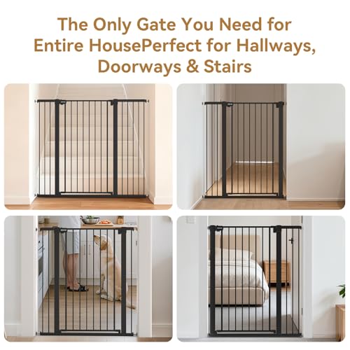 43 inch Tall Safety Dog Gate Adjustable 29.7 (Black / 29.7-45.2''W)