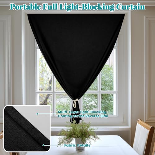 100% Blackout Self Adhesive Blackout Curtains (52"W x 72"L (Pack of 1) / Black)