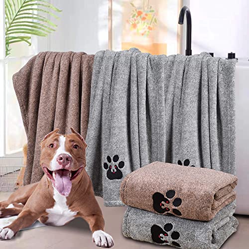 Dog Towels for Drying Dogs 2 Pack (Grey and Brown / M-36" * 28")