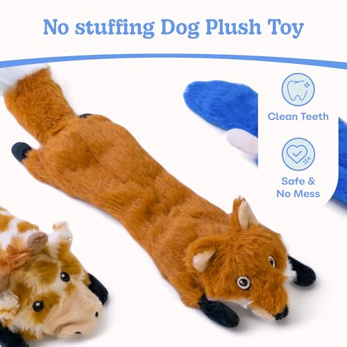 Dog Squeaky Toys No Stuffing 3 Pack (Large / Fur Plush-3 Pack)