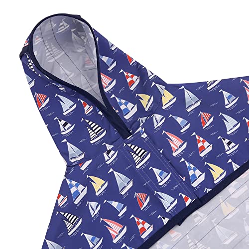 Dog Raincoat with Hood & Leash Hole S (Large / Nautical Boats)