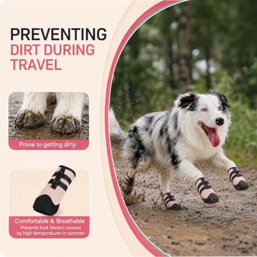 Dog Shoes Boots& Paw Protectors (Pink / XL)