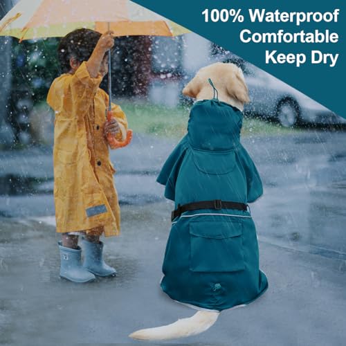 Dog Raincoat Waterproof Rain Jacket for Medium Dogs Blue (Blue / 3XL-Fit for 25-33 pounds)
