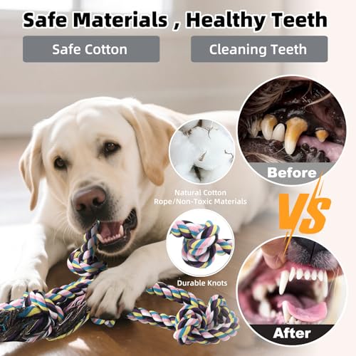 Large Dog Rope Toy for Aggressive Chewers (7 Pack-M-L)