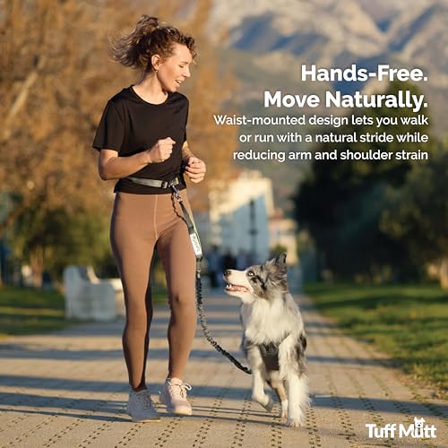Waist Hands Free Dog Leash for Walking Running Hiking (green/gray)