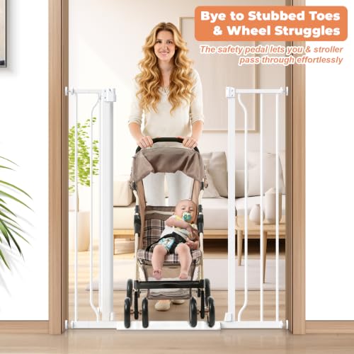 50" Extra Tall Baby Gate No Drilling (White / 29-40"Wide, 50"Tall)